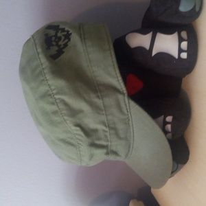 Green Cadet Cap with Skull and Lightening Accent